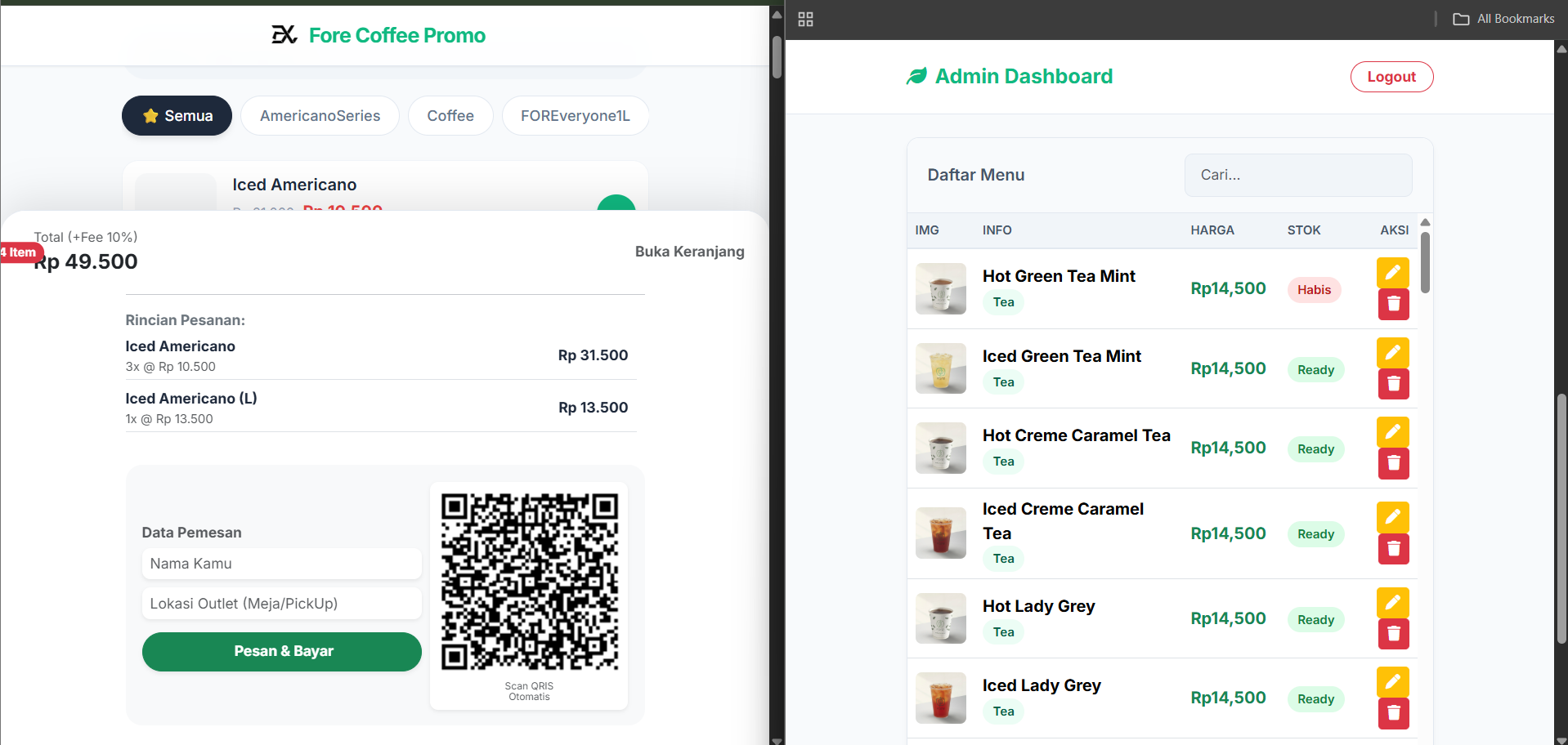 Web Application for Beverage Ordering System